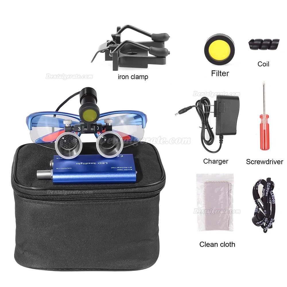 Dental-Binokularlupe 3,5-fach mit 5 W LED-Licht und Filter